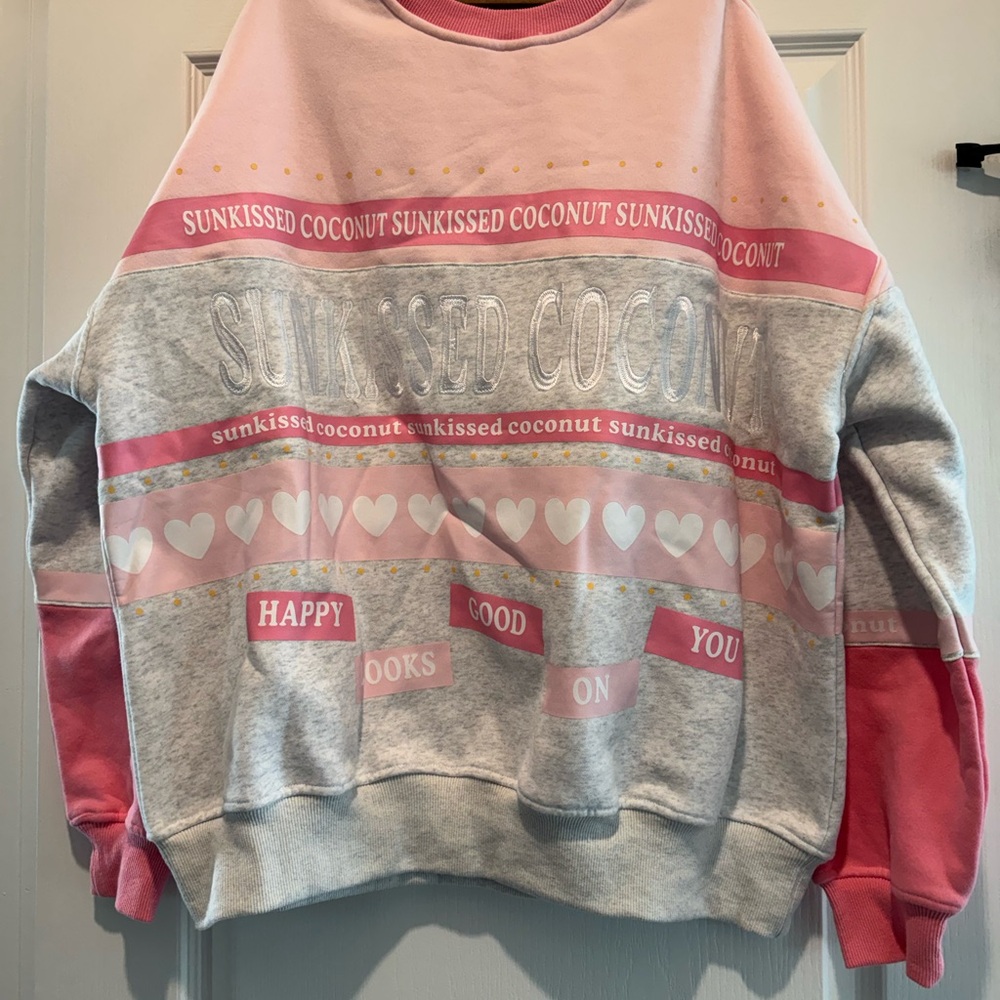 Sunkissed Coconut Pink and Gray Crewneck - Picture 2 of 2